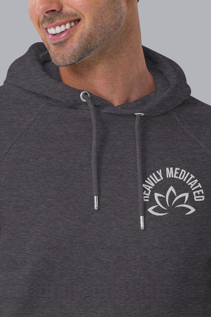 MENS ORGANIC HOODIE EMBROIDERY - HEAVILY MEDITATED