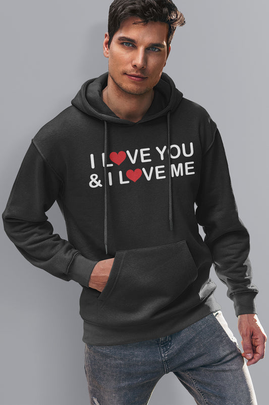 MENS ORGANIC HOODIE - I LOVE YOU & I LOVE ME