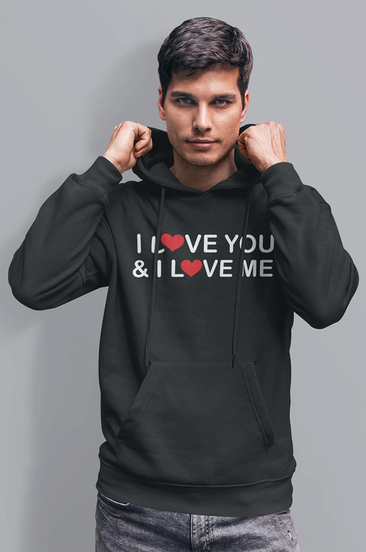 MENS ORGANIC HOODIE - I LOVE YOU & I LOVE ME