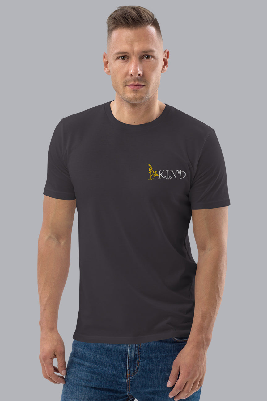 MENS ORGANIC EMBROIDERY TEE - BE KIND