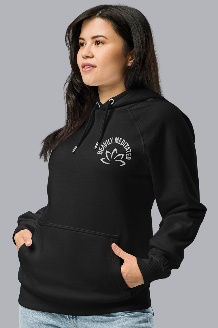 WOMENS ORGANIC HOODIE EMBROIDERY - HEAVILY MEDITATED