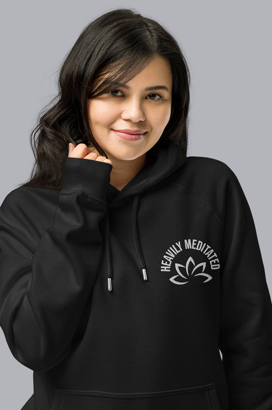 WOMENS ORGANIC HOODIE EMBROIDERY - HEAVILY MEDITATED