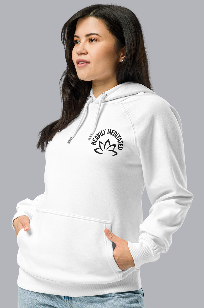 WOMENS ORGANIC HOODIE EMBROIDERY - HEAVILY MEDITATED